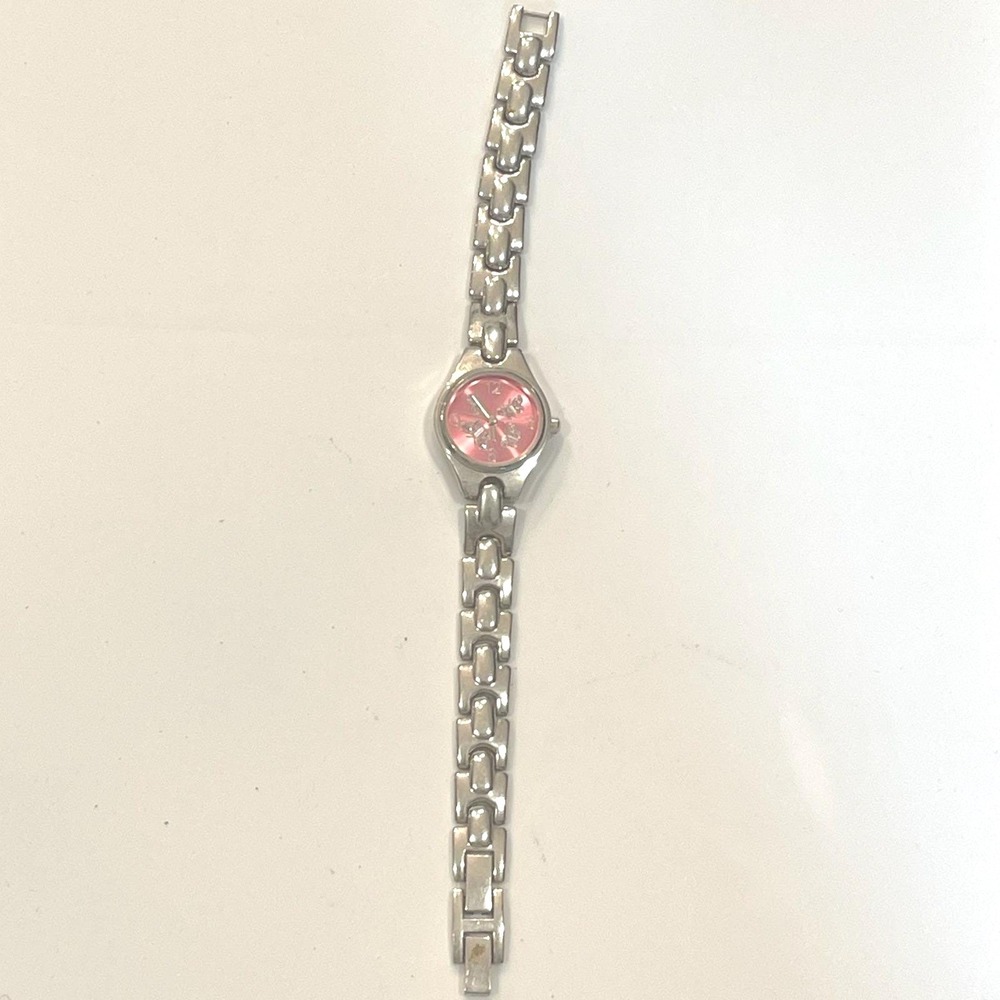 FMD Pink Butterfly Dial Silver Tone Link Bracelet Watch FMDWS059 Japan Movt